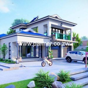 4 bedroom medium density double storey main house plan Zimbabwe with a bill of quantities and materials Palmer Construction 4BDMDDSH01