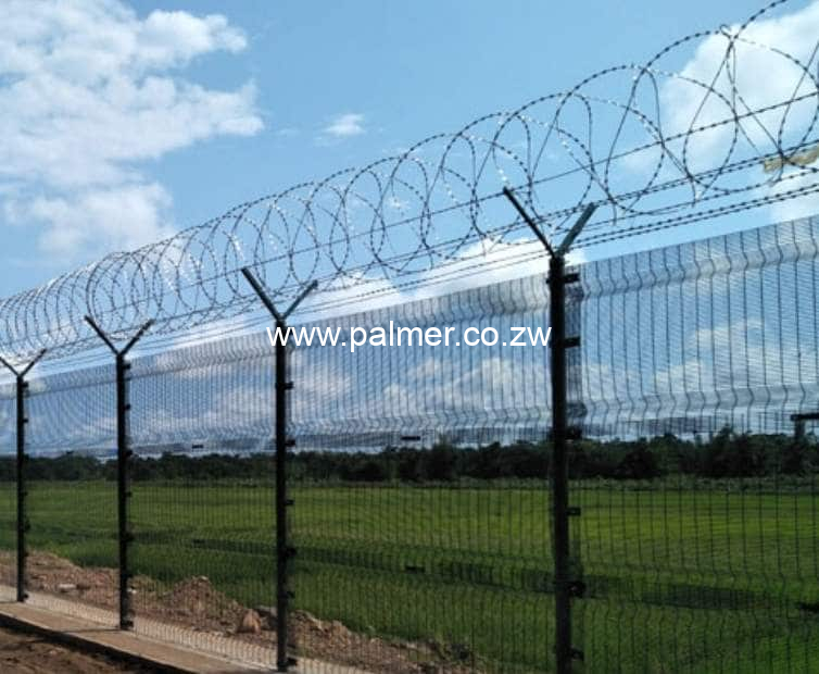 Clear VU Fence 2.4m + Razor & Electric Palmer Construction Zimbabwe